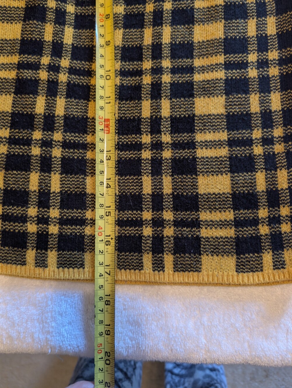 Fashion Nova Mustard Yellow & Black Plaid Knit Cropped Crew and Skirt Set - Picture 15 of 15